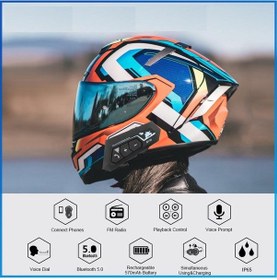 Resim Motosiklet Kask Telsiz Kulaklık Intercom Ip65 Su Geçirmez, Fm Radyo,sesli Komut Destekli 
