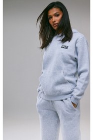 Resim DUBU BUTİK Plt Logo Eşofman Takımı Sweatshirt Jogger - Gri Baskılı Oversize Şardonlu Kapüşonlu Lastik Paça 