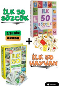 Resim welcomein Oyuncak Minik Bebeğimin İlk 50 Sözcük Kartları Ve İlk 50 Hayvanlar Kartları Flash Kart 2'Li Set 