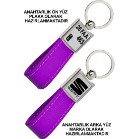 Resim Promosyon Denizi Ön Yüz Seat Logolu Arka Yüz Plakanıza Özel Mor Anahtarlık 
