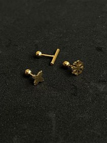 Resim 316 L Cerrahi Çelik Piercing Kıkırdak Helix Tragus Conch Figürlü Piercing Beyaz Altın 
