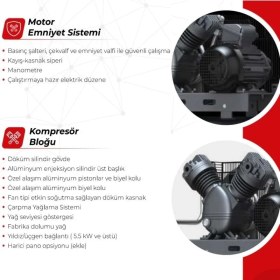 Resim Dalgakıran 200 Lt. Kompresör 220 Volt 2,2kw/3hp Tek Kademeli 7 Bar D3-200M 