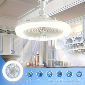 Resim Modern Beyaz LED Tavan Vantilatör Işığı Uzaktan Kumandalı - 50W, 3 Hız Ayarlı Vantilatör & 3 Renk Sıcaklığı (3000K-6500K), Karartılabilir, Zamanlayıcı Fonksiyonu, Yatak Odası, Mutfak, Dolap ve Daha Fazlası için E26 Tabanı, Mutfak Aydınlatması | Minimalist Lamba Armatürü | Entegre Işık Vantilatörü 