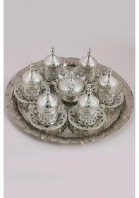 Resim Döküm Kahve Fincanı Takımı Seti Gümüş 