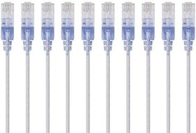 Resim Monoprice Cat6A Ethernet Patch kablosu - Snagless RJ45, 550 MHz, 10 G, UTP, saf parlak bakır tel, 30 AWG, 10 adet, 90 cm, beyaz - SlimRun serisi 