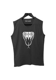 Resim Top Glory Snake Baskılı Kolsuz Sporcu T-shirt Tank Top Sporcu Fitness Atlet 