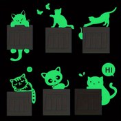 Resim Karşıdan Karşıya Parlayan Sevimli Kedi Duvar Stickerı - Ev Dekoru için Luminöz Karikatür Anahtarlık Stickerı, Oturma Odası, Yatak Odası, Banyo için Mükemmel 