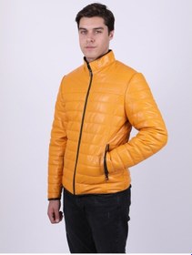 Resim Erkek Şişme Sarı Deri Ceket Sarı 