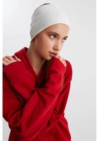 Resim Kadın %100 Pamuklu Termal, Kaymaz, Terletmez, Ultra Hafif, Spor Saç Bandı Bandana - Tek Ebat / Beyaz Beyaz 