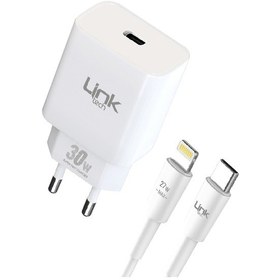 Resim Linktech C214 Type-c Ve Lightning Kablolu Şarj Aleti 