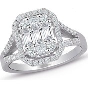 Resim 0.80 Ct Modern Tasarım Baget Pırlanta Yüzük 