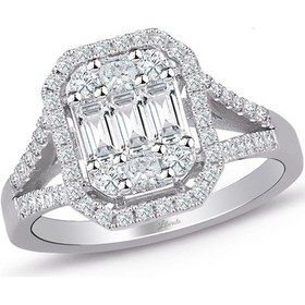 Resim 0.80 Ct Modern Tasarım Baget Pırlanta Yüzük 