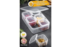 Resim Mediterian 7 Parçalı Şeffaf Hava Almaz Piknik ve Kahvaltı Seti, Turuncu, Plastik 