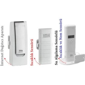 Resim Tfa WH305-B Su Basma Dedektörlü Akıllı Sıcaklık ve Nem Takip Seti 