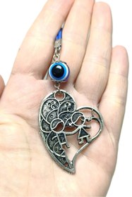 Resim Ennea Art Nazar Boncuğu Metal Sevgili Kalp Dikiz Ayna Süsü / Hediyelik Aksesuar 