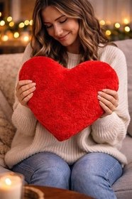 Resim Kalp Formlu Yumuşak Dokulu Yastık 