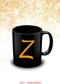Resim yhfoto Z Harfli Siyah Kupa Bardak - Letter Z Black Mug - Cup 