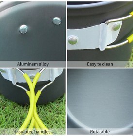 Resim Wezone Katlanır Kamp Pişirme Seti - 2-3 Kişilik Hafif Alüminyum Tencereler Ve Kase 