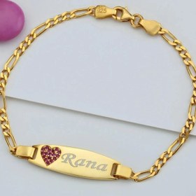 Resim TAŞLI KALPLİ PLAKA BEBEK BİLEKLİK | 925 GÜMÜŞ - Gold 