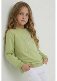 Resim Breeze Kız Çocuk Sweatshirt İnci Taş İşlemeli 7-12 Yaş, Fıstık Yeşili Fıstık Yeşili 