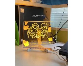 Resim Magicool Neon Işıklı 7 Renk Işık Boyama Kalemli LED Resim Panosu Boyama Tahtası Kalemleri 20 x 20 