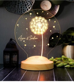 Resim Karahindiba Led Gece Lambası, Kişiye Özel Tasarımlı - İsimli Sevgiliye, Eşe, Arkadaşa Hediye 
