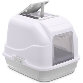 Resim Imac Easy Cat Kapalı Kedi Tuvaleti Csmtex - 41 Gri/beyaz 50x40x40cm 