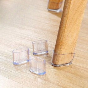 Resim 4 Adet Şeffaf Plastik Mobilya Ayak Koruyucuları - Masa ve Sandalye Ayakları için Oval Tüp Tasarımı, Yemek Odası & Kahve Masası Bacakları için Çizilmez Kaplamalar, Zemin Koruma | Çok Amaçlı Dekor Aksesuarı, Sandalye Ayak Zemin Koruyucular 
