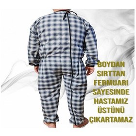 Resim Benlife Ribanalı Demans Tulumu Ekose Pamuk Kumaş 
