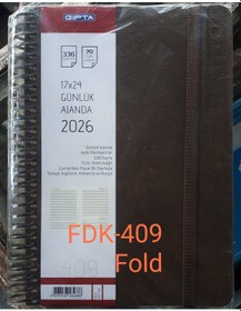 Resim Ajanda 2026 Yılı Spiralli 17x24 Cm Termo Deri Yumuşak Kapak Gıpta Fdk-409 Seri Kahverengi Kahverengi 