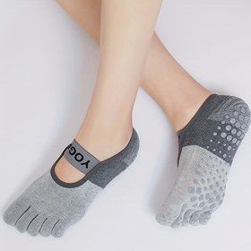 Resim 2'li Kadın Kaymaz Yoga Çorapları, Profesyonel Geniş Bant Ayak Parmağı Ayırıcı Dans Çorapları, Katı Renk Örgü Kumaş Polyester, Pilates, Bale ve Yoga Pratiği için Tüm Mevsimler 