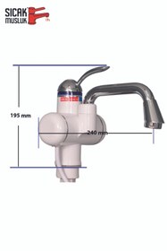 Resim Sıcak Musluk Elektrikli Ani Su Isıtıcı Termal Şofben Musluk Lavaboya Monteli 