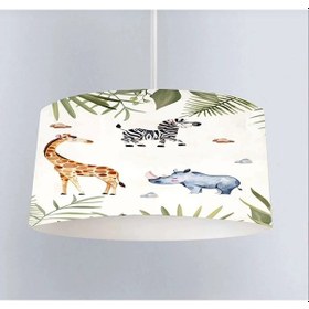 Resim Safari Dijital Baskı Çocuk Odası Avize Beyaz 