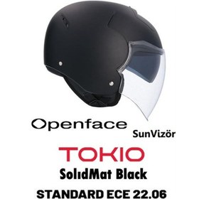Resim Shiro Jet&OFC 5002 SH-64sv TOKIO MONOCLOUR SolidMat Sun Vizor (Güneş Gözlüklü) Motosiklet Kaskı Mat Black 