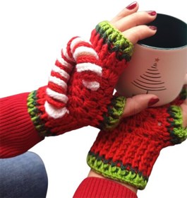 Resim Juliett El Örgüsü Motifli Eldiven Baston Şeker Çok Renkli 