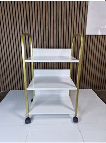 Resim Beyaz Raflı Gold Detay Etejer 