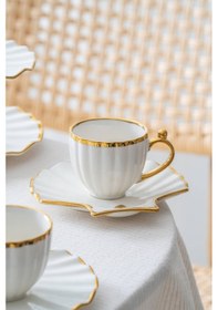 Resim Acar Shelly 2 Kişilik Standlı Kahve Fincan Takımı Gold - 130 Ml Beyaz/gold 