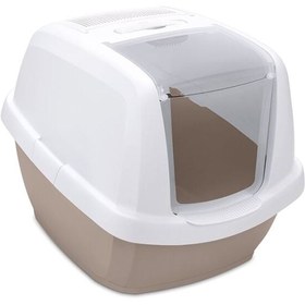 Resim İmac Maddy Junior Üstü Açılır Kapalı Kedi Tuvaleti Beyaz/Bej 57x43x41 Cm 