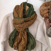 Resim 1 Adet Kadınlar için Çiçek Desenli Pilili Eşarp, Vintage Tarzda Fiyonklu İnce Uzun Atkı Şal 