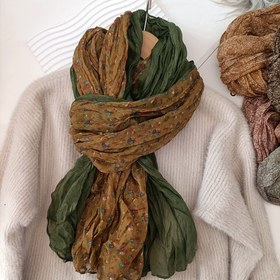 Resim 1 Adet Kadınlar için Çiçek Desenli Pilili Eşarp, Vintage Tarzda Fiyonklu İnce Uzun Atkı Şal 