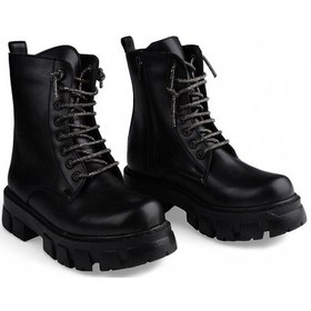 Resim Glint Siyah Rahat Kadın Bağcıklı Bot Siyah 