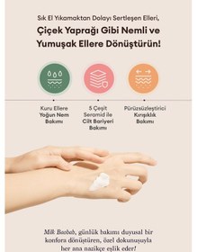 Resim Yaşlanma Karşıtı Yumuşatıcı Parfümlü El Kremi Mılk Baobab Blooming Perfume Hand Cream White Soap 
