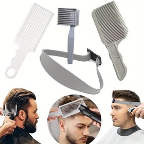Resim 4 adet Profesyonel Saç Kesme Araçları Seti - Dayanıklı ABS Plastik, Makaslı Karışık Saç Tarakları, Kıvrılmış Silikon Saç Bandları ve DIY Ev Stilinde Kullanım, Salon Kullanımı ve Stil Aksesuarları için Düz ve Dokulu Taraklar 