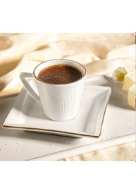 Resim Nehir Begonvil Porselen Kahve Fincan Takımı 12 Parça 