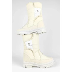Resim Günlük Içi Termal Kaydırmaz Taban Cırtlı Krem Kadın Kar Botu 