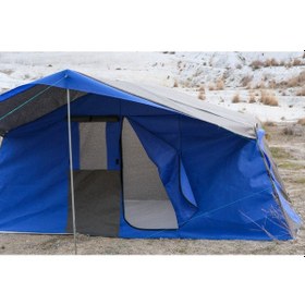 Resim 3 Odalı Kamp Çadırı 6-8 Kişilik Kapı Sineklikli Mavi - Gri 
