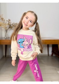 Resim Stitch Kız Çocuk Eşofman Takım Mor 