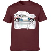 Resim Snapbuy Peugeot 205 T16 Grubu B 1984 Ralli T-shirt - Unisex Erkek/bayan Gömlekkahverengi 