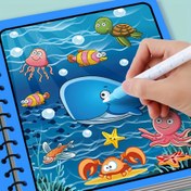 Resim 3+ Yaş Çocuklar İçin Eğitici Sihirli Su Çizim Defteri - Rastgele Renkli Su Kalemi ile Yeniden Kullanılabilir Su Boyama Grafiti Pedi - Ana Malzeme Kağıdı - Yaratıcı Öğrenme Aracı 
