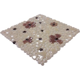 Resim Mutfak Tezgah Arası, Havuz, Banyo, Sauna, Spa, Iç ve Dış Dekorasyonda Tüm Yüzeyler Için, Krem, P. Kahve, K. Kahve Çiçek Desenli, 31,5X31,5CM. Fileli Cam Mozaik. ( 1 M2 Fiyatıdır ) 